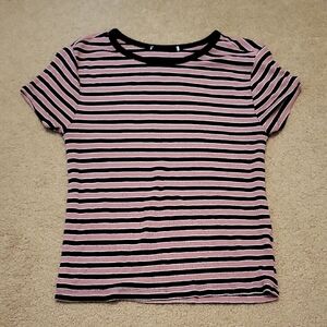 Striped Brown and Black Ribbed Top